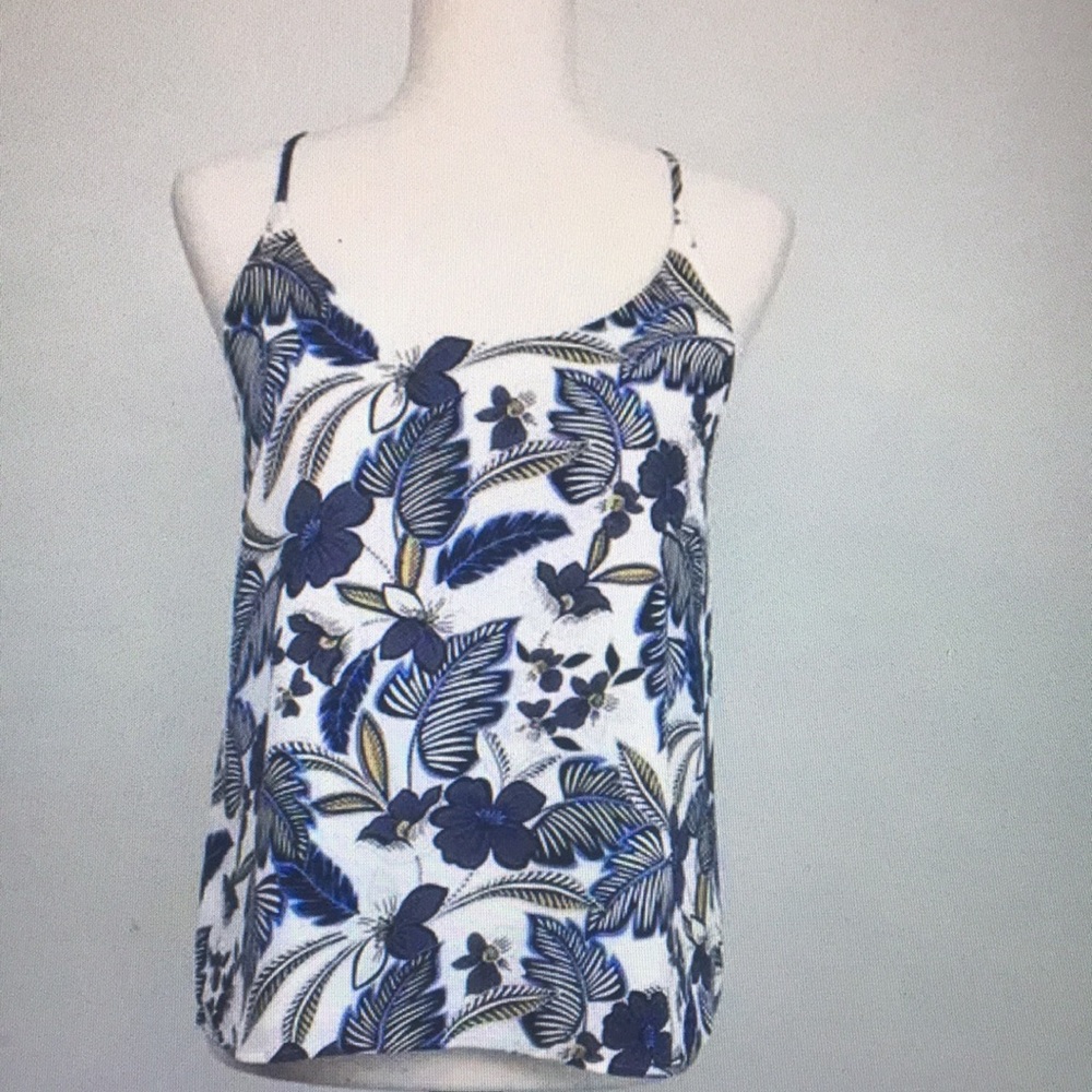 Blue and White Relaxed Camisole Top